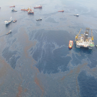 A photo taken at the spill source during the Deepwater Horizon response. 