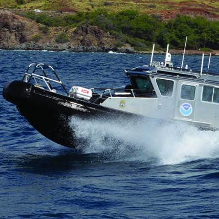 A NOAA Office of Law Enforcement patrol vessel off the West Coast of the United States.